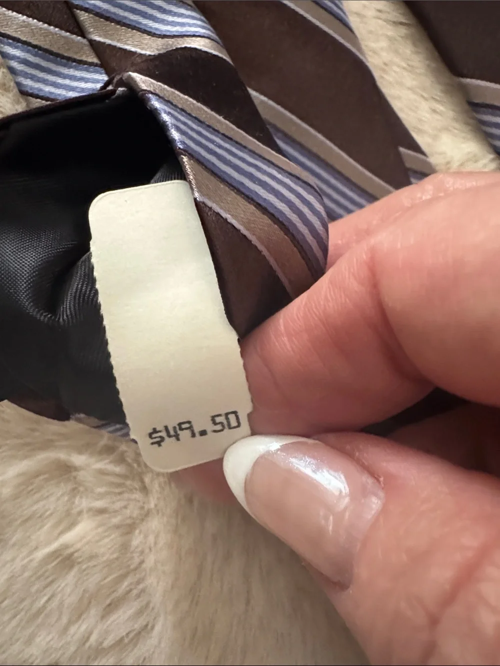 DKNY‎ Classic Brown Stripe Men’s Tie with Blue Accents